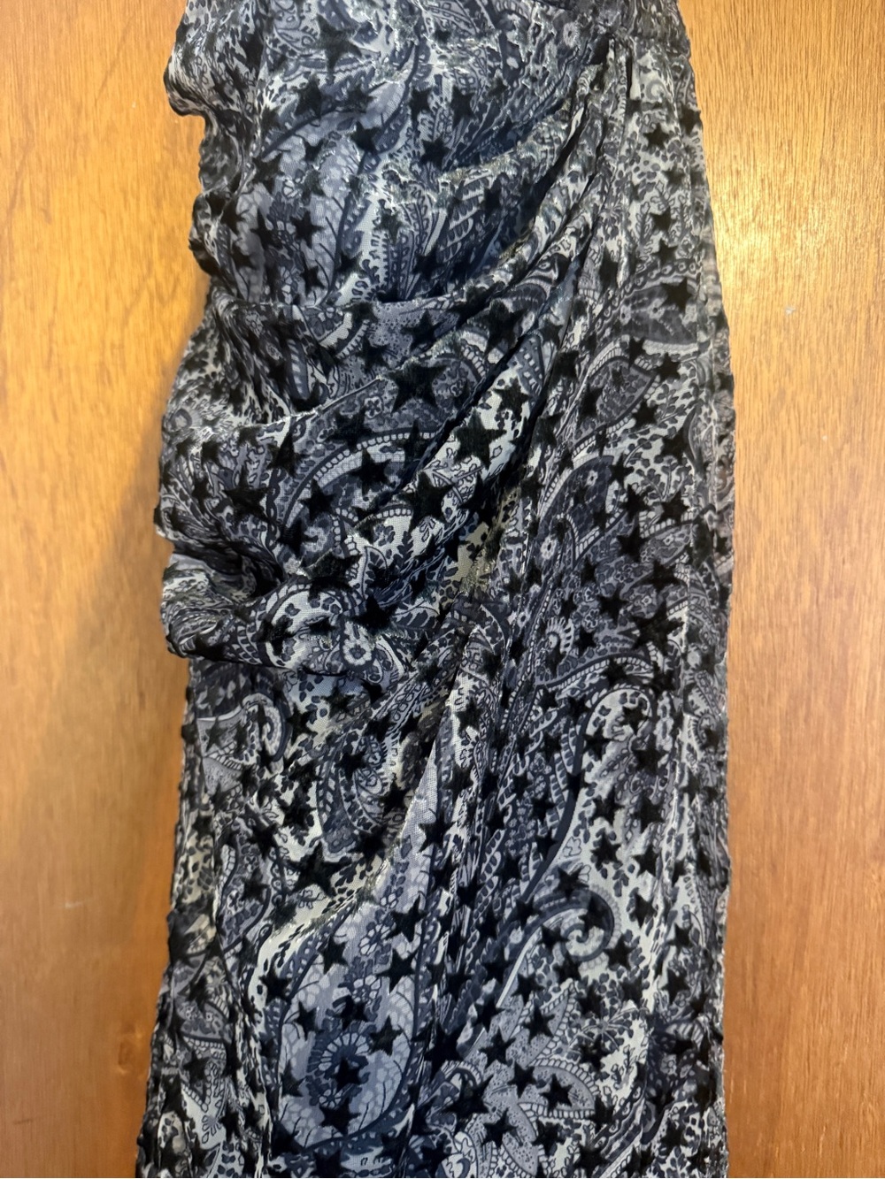 Zadig & Voltaire Black and Gray Paisley Wrap Scarf